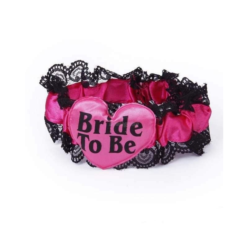 Καλτσοδέτα Φούξια με δαντελενιεςΜαυρές λεπτομέρειες για νύφη Bride to be