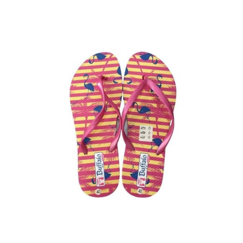 Γυναικείες Σαγιονάρες με σχέδιο Φλαμίνγκο σε Ροζ Κίτρινο χρώμα