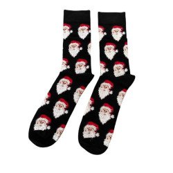 Men Christmas Socks L41 Ανδρικές  Βαμβακερές Μακριές Χριστουγενιάτικες  Κάλτσες με σχέδιο σε Μαύρο χρώμα