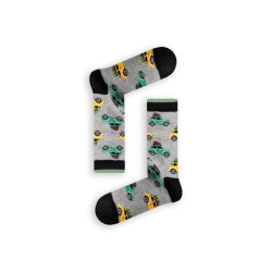 Γυναικείες Βαμβακερές Μακρίες κάλτσες με σχέδιο Cars σε Γκρί χρώμα