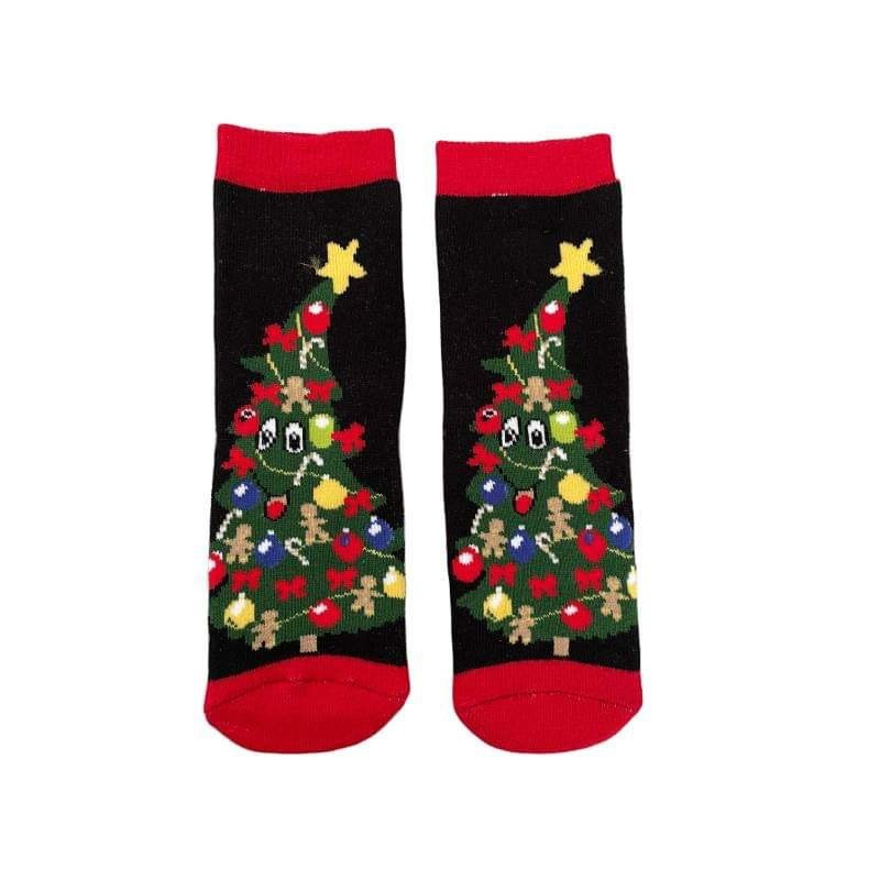 Kids Christmas Socks R4 Παιδικές  Βαμβακερές Χριστουγεννιάτικες Κάλτσες  με σχέδιο σε Μαύρο χρώμα