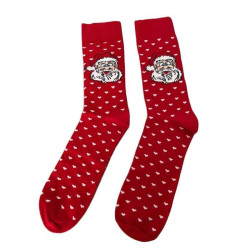 Men Christmas Socks L71 Ανδρικές  Βαμβακερές Μακριές Χριστουγενιάτικες  Κάλτσες με σχέδιο σε Κόκκινο χρώμα