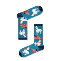 Γυναικείες Βαμβακερές Μακρίες κάλτσες με σχέδιο Llama σε Μπλέ χρώμα