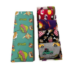 Mix Gift Socks Box  J62 Γυναικείες Μακριές  Βαμβακερές Κάλτσες με σχέδιο Συσκευασία  4τμχ