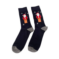 Men Christmas Socks L79 Ανδρικές  Βαμβακερές Μακριές Χριστουγενιάτικες  Κάλτσες με σχέδιο σε Μπλέ  χρώμα