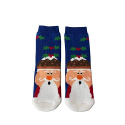 Kids Christmas Socks R13 Παιδικές   Βαμβακερές Χριστουγεννιάτικες Κάλτσες  με σχέδιο σε Μπλέ χρώμα