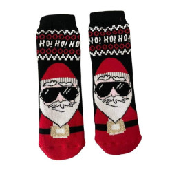 Kids Christmas Socks R15 Παιδικές  Βαμβακερές Χριστουγεννιάτικες Κάλτσες  με σχέδιο σε Μαύρο - Κόκκινο χρώμα