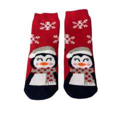 Kids Christmas Socks R16 Παιδικές  Βαμβακερές Χριστουγεννιάτικες Κάλτσες  με σχέδιο σε Κόκκινο χρώμα
