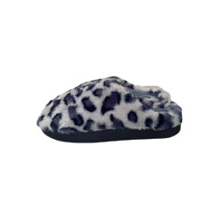 Γυναικείες Χειμωνιάτικες Γούνινες  Animal Print Παντόφλες σε Γκρί  χρώμα