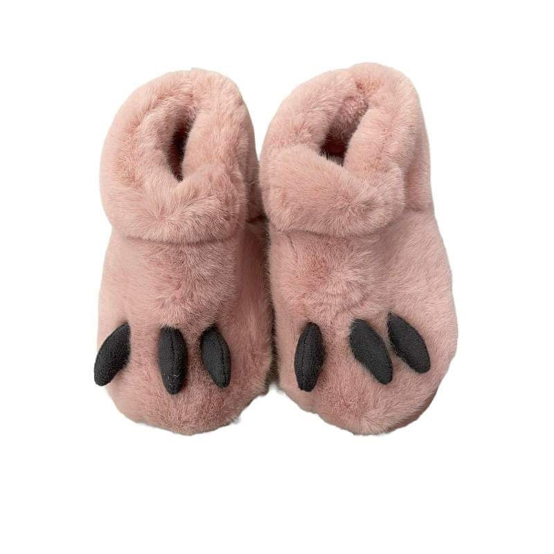 Παιδικά Γούνινα Καλτσοπαντοφλάκια με σχέδιο σε Ροζ  χρώμα