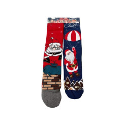 Γυναικείες Μακριές Βαμβακερές Χριστουγεννιάτικες Κάλτσες Christmas Socks F35 Σετ 2 ζευγάρια Χρώματος Μπλέ   -Κόκκινο