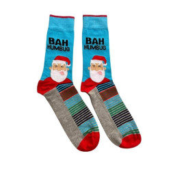 Men Christmas Socks L87 Ανδρικές  Βαμβακερές Μακριές Χριστουγενιάτικες  Κάλτσες με σχέδιο σε Σιέλ -Κόκκινο χρώμα