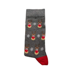Men Christmas Socks L92  Ανδρικές  Βαμβακερές Μακριές Χριστουγενιάτικες  Κάλτσες με σχέδιο σε Γκρί  χρώμα