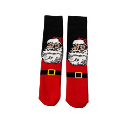 Γυναικείες Μακριές Βαμβακερές Χριστουγεννιάτικες Κάλτσες Christmas Socks D14 σε Μαύρο - Κόκκινο χρώμα