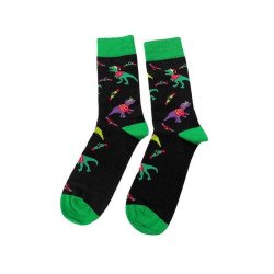 Men Christmas Socks L95 Ανδρικές  Βαμβακερές Μακριές Χριστουγενιάτικες  Κάλτσες με σχέδιο σε Μαύρο - Πράσινο  χρώμα