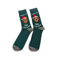 Men Christmas Socks L110 Ανδρικές  Βαμβακερές Μακριές Χριστουγενιάτικες  Κάλτσες με σχέδιο σε Πράσινο χρώμα