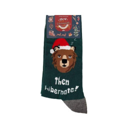Men Christmas Socks L110 Ανδρικές  Βαμβακερές Μακριές Χριστουγενιάτικες  Κάλτσες με σχέδιο σε Πράσινο χρώμα
