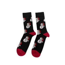 Men Christmas Socks L112 Ανδρικές  Βαμβακερές Μακριές Χριστουγενιάτικες  Κάλτσες με σχέδιο σε Μαύρο χρώμα