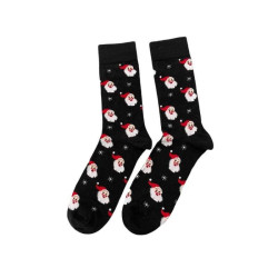 Men Christmas Socks L113 Ανδρικές  Βαμβακερές Μακριές Χριστουγενιάτικες  Κάλτσες με σχέδιο σε Μαύρο χρώμα