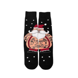 Γυναικείες Μακριές Βαμβακερές Χριστουγεννιάτικες Κάλτσες Christmas Socks D77 σε Μαύρο  χρώμα