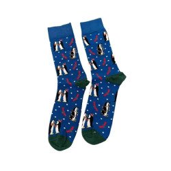 Men Christmas Socks L125 Ανδρικές  Βαμβακερές Μακριές Χριστουγενιάτικες  Κάλτσες με σχέδιο σε Μπλέ  χρώμα