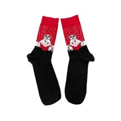 Men Christmas Socks L150 Ανδρικές  Βαμβακερές Μακριές Χριστουγενιάτικες  Κάλτσες με σχέδιο σε Μαύρο - Κόκκινο  χρώμα