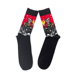 Men Christmas Socks L26 Ανδρικές  Βαμβακερές Μακριές Χριστουγενιατικές Κάλτσες με σχέδιο σε Μαύρο χρώμα
