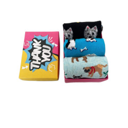 Mix Gift Socks Box  J80 Γυναικείες Μακριές  Βαμβακερές Κάλτσες με σχέδιο Συσκευασία 3 τμχ