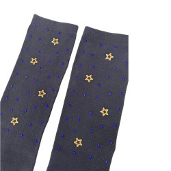 Γυναικείες Μακριές Κάλτσες κάτω απο το γόνατο σε Μπλέ  χρώμα με διακοσμητικά στοιχεία (Αστέρια)