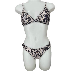 Γυναικείο Σετ Μαγιό Μπικίνι με Animal Print σχέδιο  σε Λεύκο, Μπεζ & Μαύρο χρώμα