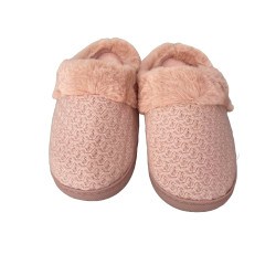 Γυναικείες Αντιολισθητικές  Παντόφλες με σχέδιο  και εσωτερική γούνινη επένδυση σε Ροζ χρώμα