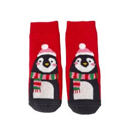 Kids Christmas Socks R56 Παιδικές Αντιολισθητικές Βαμβακερές Χριστουγεννιάτικες Κάλτσες  με σχέδιο σε Κόκκινο χρώμα