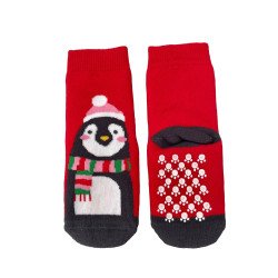 Kids Christmas Socks R56 Παιδικές Αντιολισθητικές Βαμβακερές Χριστουγεννιάτικες Κάλτσες  με σχέδιο σε Κόκκινο χρώμα