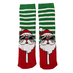 Γυναικείες Μακριές Βαμβακερές Χριστουγεννιάτικες Κάλτσες Christmas Socks D95 σε Κόκκινο - Πράσινο χρώμα