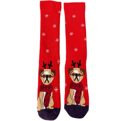Γυναικείες Μακριές Βαμβακερές Χριστουγεννιάτικες Κάλτσες Christmas Socks D98 σε Κόκκινο χρώμα