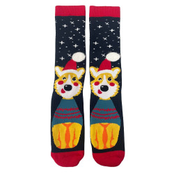 Γυναικείες Μακριές Βαμβακερές Χριστουγεννιάτικες Κάλτσες Christmas Socks D102 σε Μπλέ χρώμα