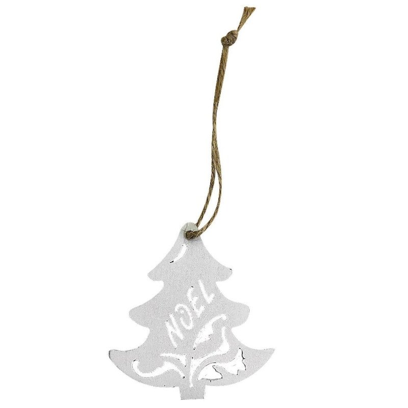 Ξύλινο Κρεμαστό Στολίδι Δέντρο Noel σε Λευκό χρώμα