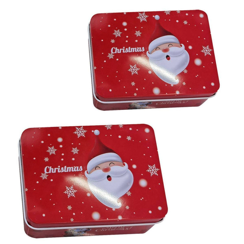 Μεταλλικά xmas κουτιά Σετ 2 τμχ  σε Κόκκινο χρώμα