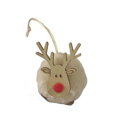 Στολίδι Κρεμαστό σχέδιο Μπάλα -Ταρανδος Σετ 2 τμχ σε Κόκκινο & Μπεζ χρωμα