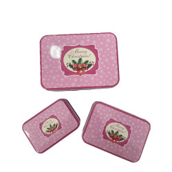 Κουτιά Μεταλλικά Ορθογώνια xmas Σετ 3 διαφορετικά μεγέθη σε Ροζ χρώμα