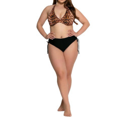 Γυναικείο Μαγιό Σετ Μπικίνι plus size σχέδιο animal print σε Μαύρο Καφε χρωμα