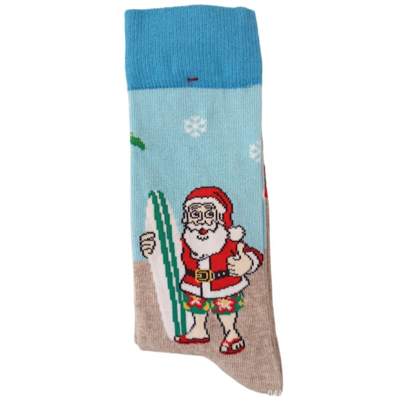 Men Christmas Socks L99 Ανδρικές  Βαμβακερές Μακριές Χριστουγενιάτικες  Κάλτσες με σχέδιο σε Γαλάζιο  χρώμα