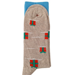 Men Christmas Socks L99 Ανδρικές  Βαμβακερές Μακριές Χριστουγενιάτικες  Κάλτσες με σχέδιο σε Γαλάζιο  χρώμα