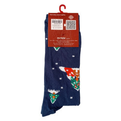 Men Christmas Socks L98 Ανδρικές  Βαμβακερές Μακριές Χριστουγενιάτικες  Κάλτσες με σχέδιο σε Μπλέ  χρώμα