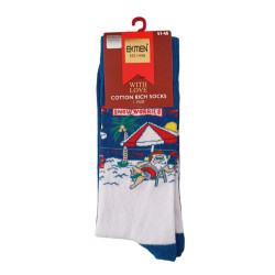 Men Christmas Socks L96 Ανδρικές  Βαμβακερές Μακριές Χριστουγενιάτικες  Κάλτσες με σχέδιο σε Μπλέ  χρώμα