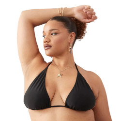 Γυναικείο Bikini Top Τριγωνακι  με ενίσχυση Plus Size σε Μαύρο χρώμα