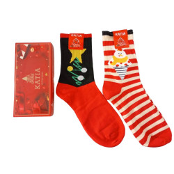 Χριστουγεννιάτικες Κάλτσες Σετ 2 ζεύγη σε Κουτάκι δώρου