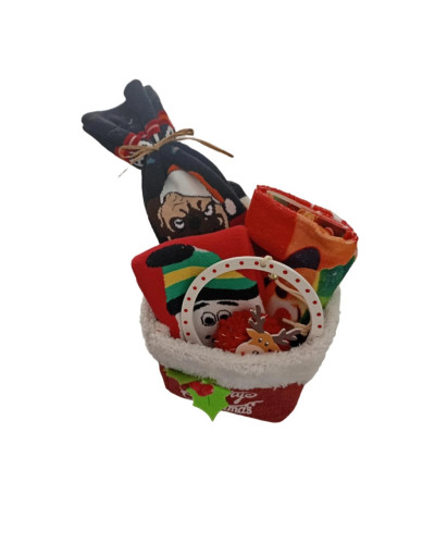 Tengda Christmas Gift Set  Μικρό καλάθι με 2 τμχ Χριστουγεννιάτικες Κάλτσες, Πετσέτακι & Κρεμαστό Στολίδι