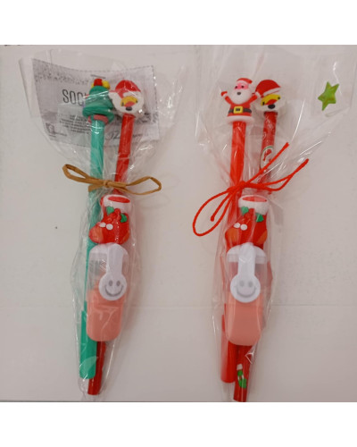 Δωράκι Χριστουγέννων /Πάρτυ Στυλό ,Μαρκαδόρος Υπογραμμισης & Μολύβι με Γόμα Χρ. Φιγουρες