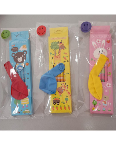 Δωράκια Πάρτυ Σετ 6 Μολύβια σε Κουτί & Μπαλόνι (Μεικτά Σχέδια)